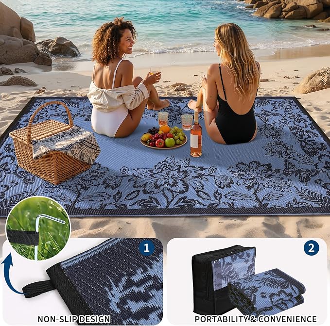 Garvee 5’x8’ Waterproof Patio Outdoor Rug, Outdoor Plastic Straw Rug - Image 6
