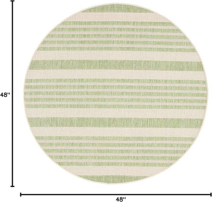 SAFAVIEH Courtyard Collection 4' Round Beige/Sweet Pea CY6062 Stripe Indoor/ - Image 2