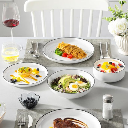 MALACASA 24 Pcs Porcelain Plates and Bowls Sets, Dinnerware Set - Image 8