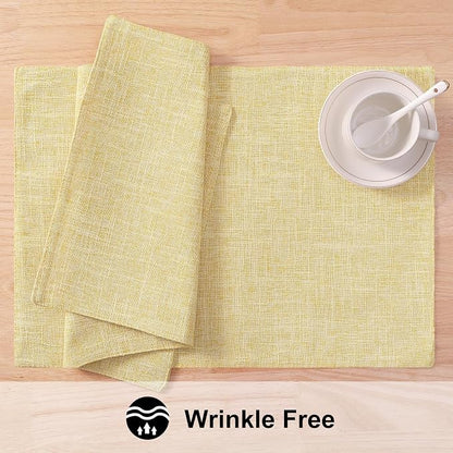 Faux Cotton Linen Placemats Set of 6, Cloth Washable Farmhouse Dining Table Mats - Image 5