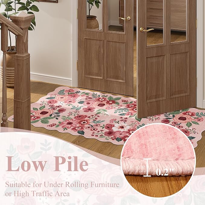 DUKINO 3x5 Area Rug, Floral Non-Slip Indoor Washable Rug - Image 9