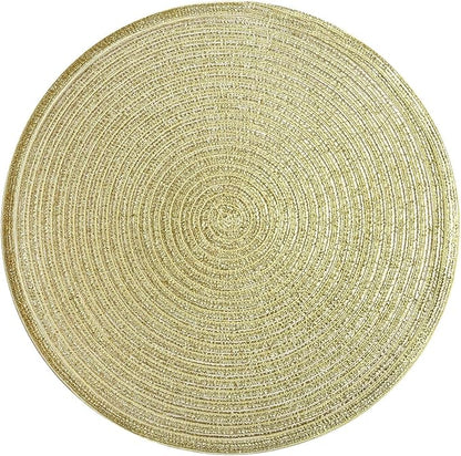 SHACOS Glitter Gold Round Braided Placemats Set of 8 Sparkle Washable 15 inch - Image 4