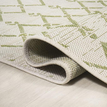 JONATHAN Y Moroccan Geometric Indoor Outdoor Runner Rug 2X8 Cream/Green - Image 5