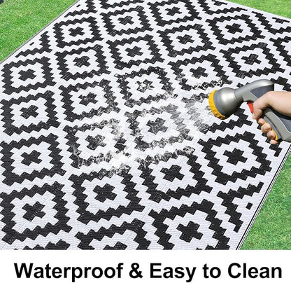 Smiry Waterproof Outdoor Rug 8x10 ft, Reversible Plastic Straw Patio Camping - Image 2