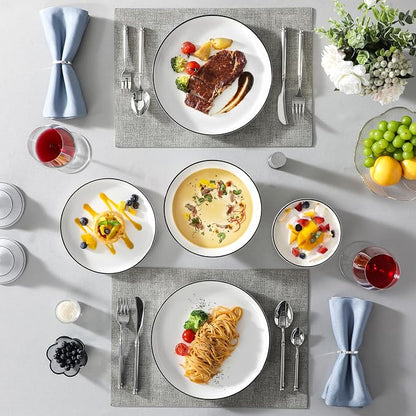MALACASA 24 Pcs Porcelain Plates and Bowls Sets, Dinnerware Set - Image 9