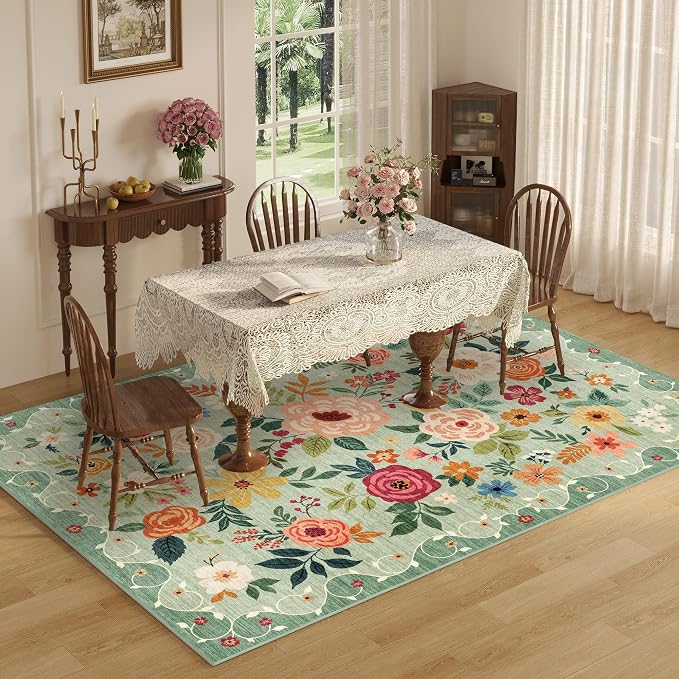 DUKINO 6x9 Area Rug, Floral Rugs - Image 9