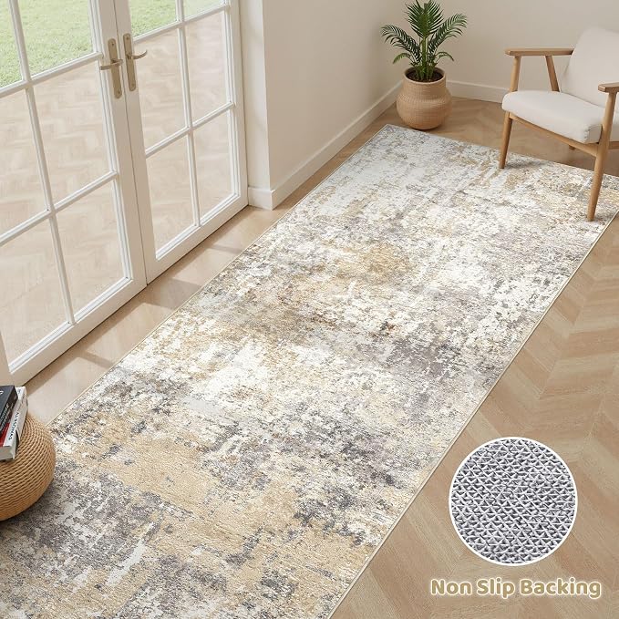 Runner Rug Kitchen Washable Rugs: 2x6 Non-Slip Abstract Soft Modern Stain - Image 3