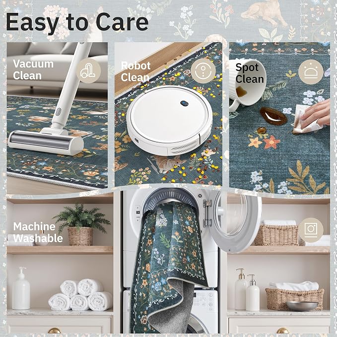 Soalmost 2x3 Dog Rugs for Entryway, Machine Washable Door Mat Animal Floral - Image 6