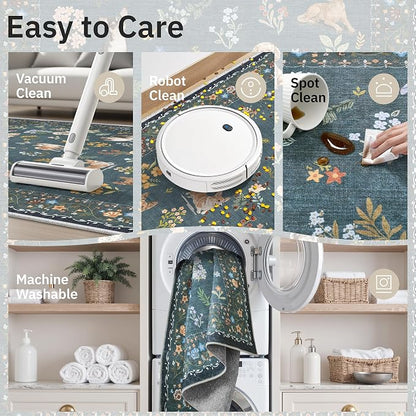 Soalmost Dog 9x12 Area Rugs for Living Room, Machine Washable Animal Floral - Image 6