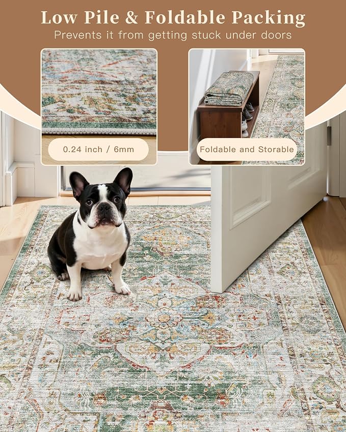 Madane Washable Area Rug 2x3, Small Entryway Rug Non-Slip Vintage Door Mat - Image 6