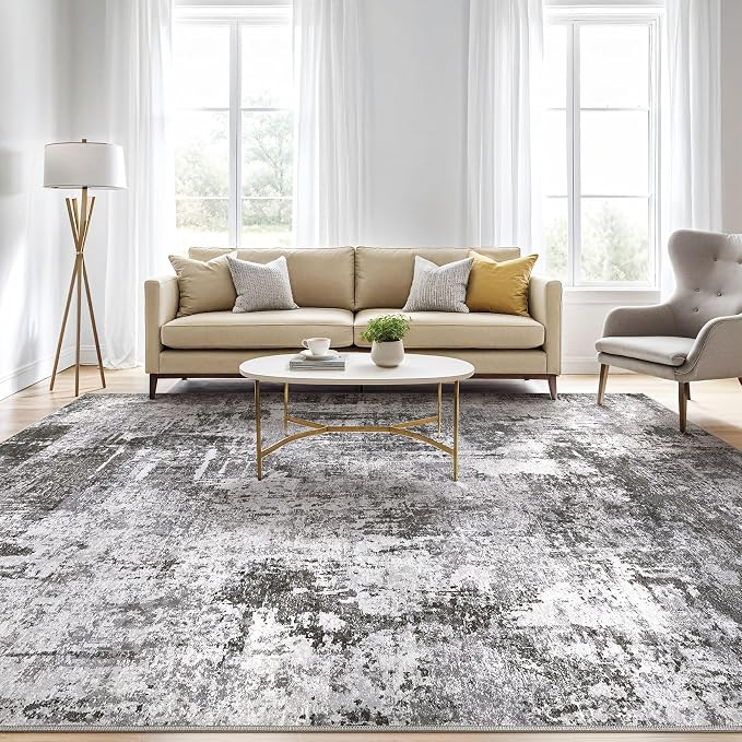 8x10 Area Rugs Living Room: Washable Large Abstract Modern Soft Rug Stain - Image 5