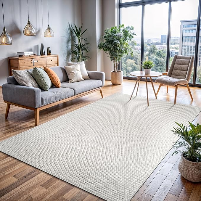 CAMILSON Easy Jute Rug 6x9, Indoor Outdoor Off-White Farmhouse Area Rugs by CAMILSONIndoorOutdoorAreaRugs