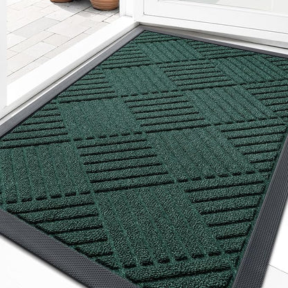 OLANLY Front Door Mat Outside Entrance 33x21, Heavy Duty Sturdy Natural Rubber by OLANLY