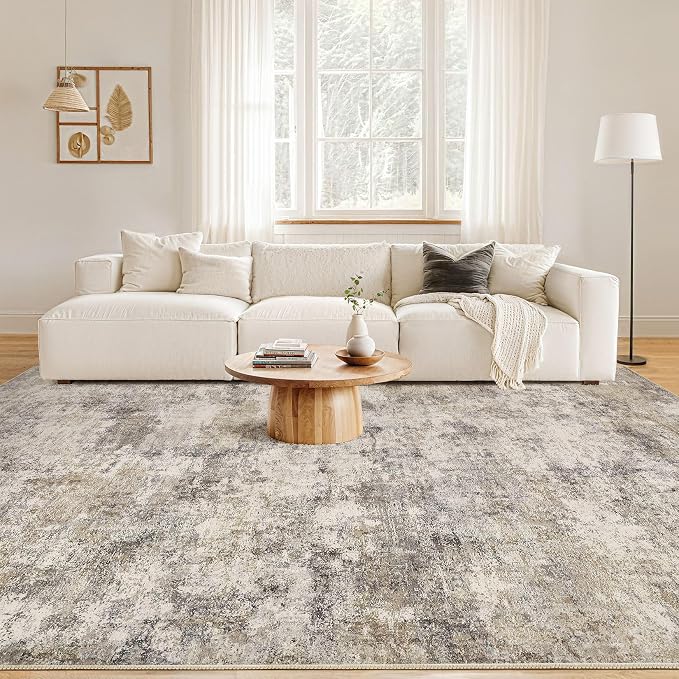 Nakagishi 10x14 Area Rugs Living Room: Washable Abstract Large Neutral Soft Rug - Image 4