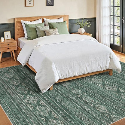 Nakagishi Green Rug Area Rugs 5x7: Washable Boho Large Neutral Modern Soft - Image 5