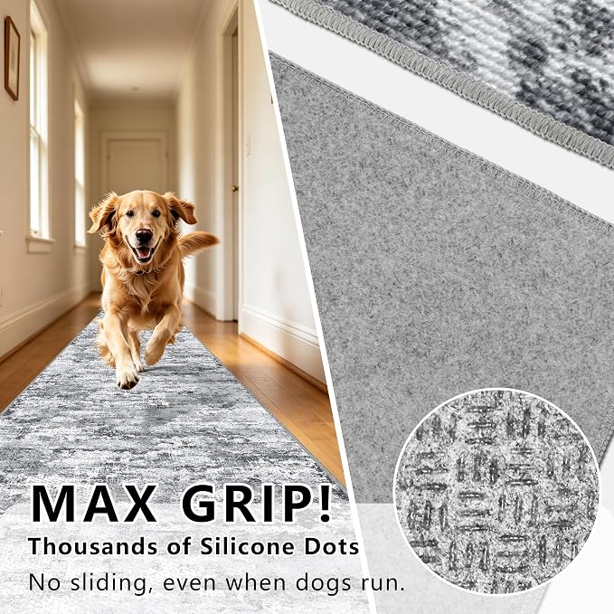 Abstract Washable Runner Rug 2x6, Hallway Rug Non-Slip, Woven Non-Shedding Thin - Image 5