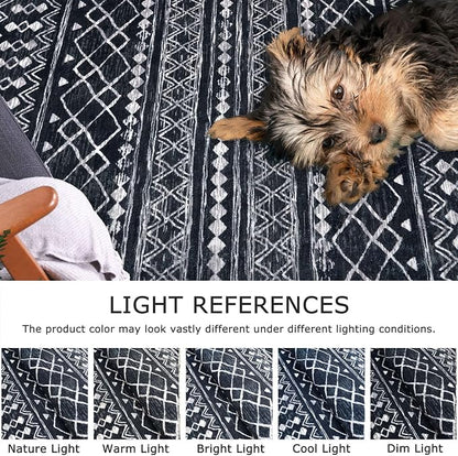 KUTA Bedroom Boho Rug 4x6 Black, Moroccan Washable Area Rugs Non Slip, Ultra - Image 4
