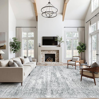 Soalmost 10x14 Area Rugs for Living Room, Non Slip Machine Washable Vintage Rugs - Image 4