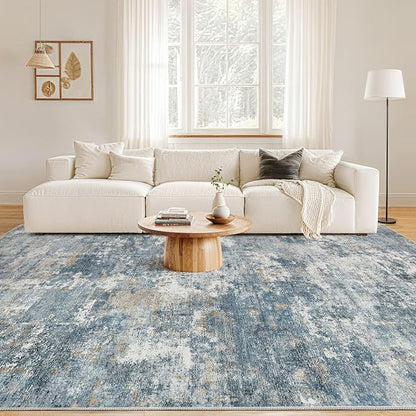 Nakagishi 10x12 Area Rugs Living Room: Washable Abstract Large Neutral Soft Rug - Image 4