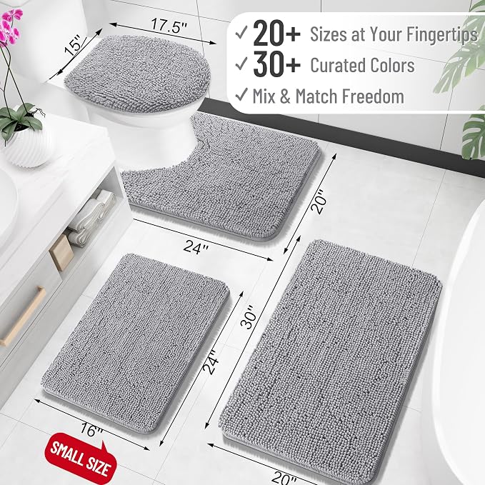 OLANLY Bathroom Rugs 34x21, Extra Soft Absorbent Chenille Bath Rugs, Rubber - Image 2