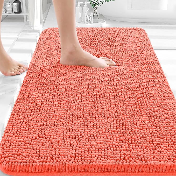 OLANLY Bathroom Rugs 35x24, Extra Soft Absorbent Chenille Bath Rugs, Rubber by OLANLY
