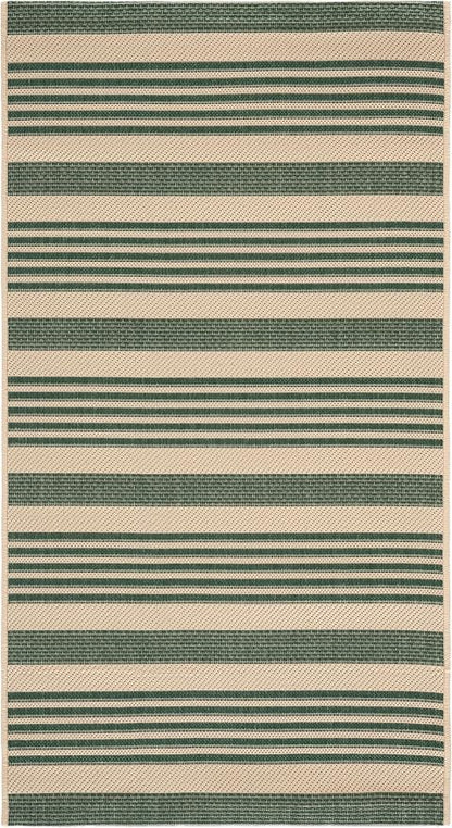 SAFAVIEH Courtyard Collection 4' x 5'7" Beige/Dark Green CY6062 Stripe Indoor/ - Image 3