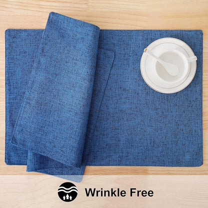 Faux Cotton Linen Placemats Set of 6, Cloth Washable Farmhouse Dining Table Mats - Image 5