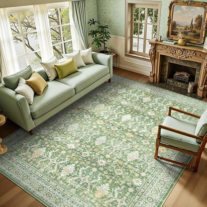 Lofus 5x7 Area Rug for Living Room, Light Green Washable Area Rugs by Lofus