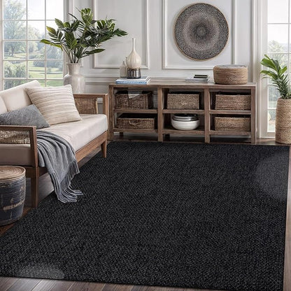 CAMILSON Easy Jute Rug 6x9, Indoor Outdoor Dark Gray Black Farmhouse Area Rugs by CAMILSONIndoorOutdoorAreaRugs