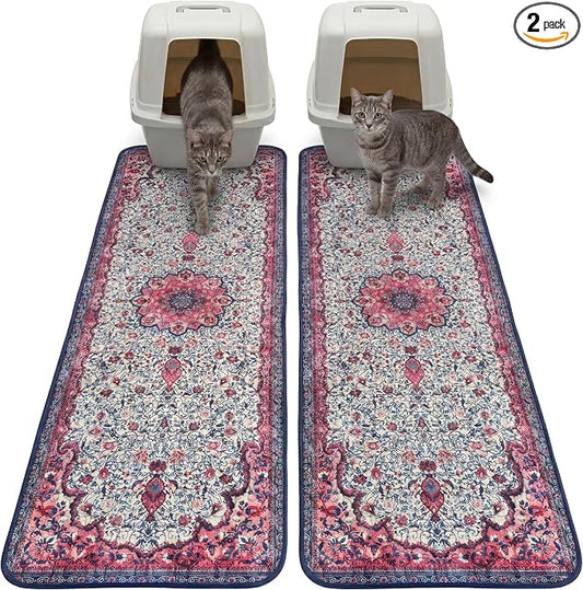 Hompet Cat Litter Mat 2 Pack, 20x60 Large Machine Washable Trapping Mats by Hompet