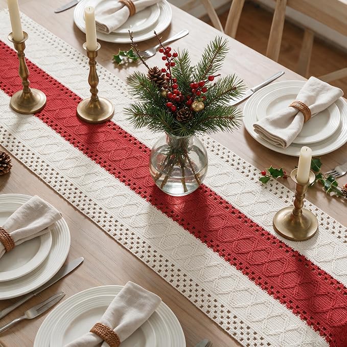 Artoid Mode Rose Red Farmhouse Rustic Table Runner 12x72 Inch | Seasonal - Image 3