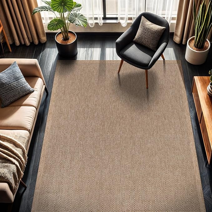 CAMILSON Easy Jute Rug 10x14, Indoor Outdoor Natural Color Fiber Area Rugs - Image 5