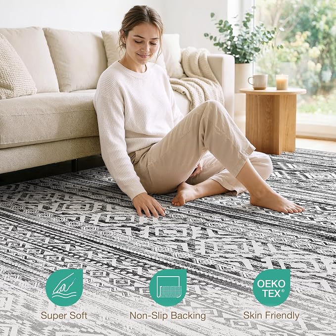 cotiled 6x9 Area Rugs Living Room Rug: Washable Boho Rugs - Image 2