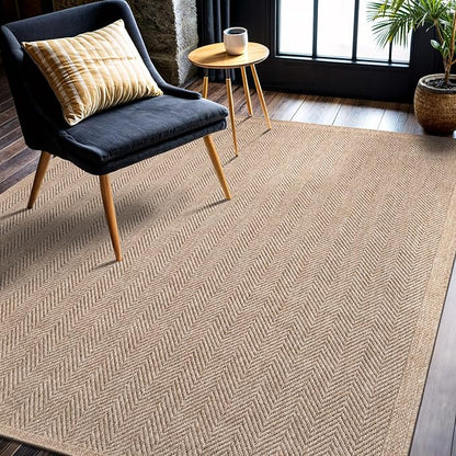 CAMILSON Easy Jute Rug 5x7, Indoor Outdoor Natural Color Fiber Area Rugs - Image 5