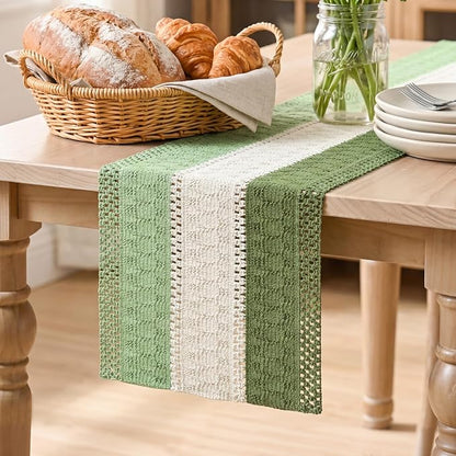 Artoid Mode Sage Beige Green Farmhouse Rustic Table Runner 12x72 Inch | Holiday by ArtoidMode