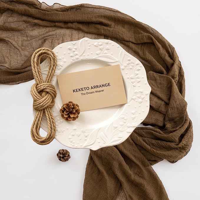 Coffee Cheesecloth Table Runner 120 Inches - Image 5