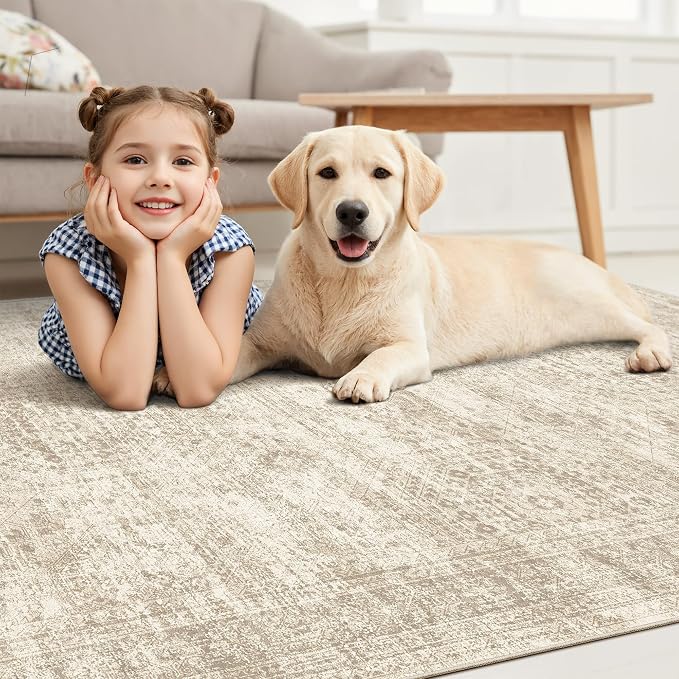 Soalmost 10x14 Area Rugs for Living Room, Non Slip Machine Washable Vintage Rugs - Image 3
