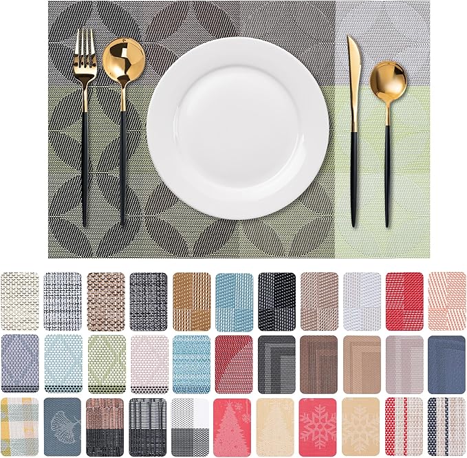 Placemats Set of 6 Washable Indoor | Outdoor Vinyl Place Mats by CADONO