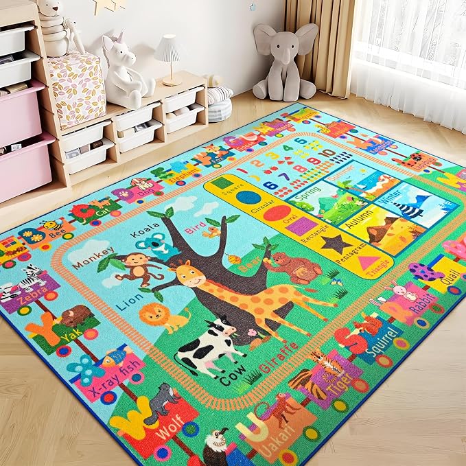 Kids Rug for Playroom, 5x7 ABC Educational Carpet for Classroom, Fun Alphabet - Image 9