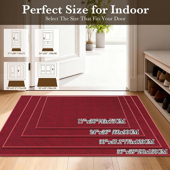 Indoor Door Mat 17"x30", Low-Profile Welcome Front Door Mat Indoor Entrance - Image 2