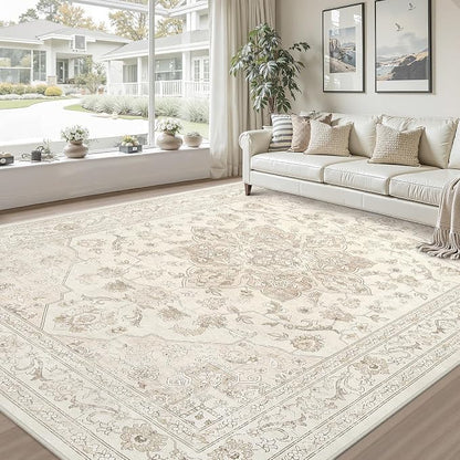 10x14 Area Rug for Living Room: Vintage Boho Neutral Washable Rug Indoor Soft - Image 9