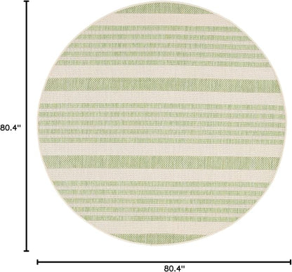 SAFAVIEH Courtyard Collection 6'7" Round Beige/Sweet Pea CY6062 Stripe Indoor/ - Image 2