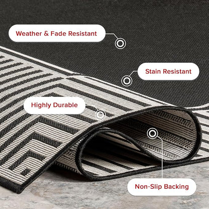 Nuloom Asha Black/Ivory, Striped Border, Soft and Cozy, High Traffic, Stain - Image 7
