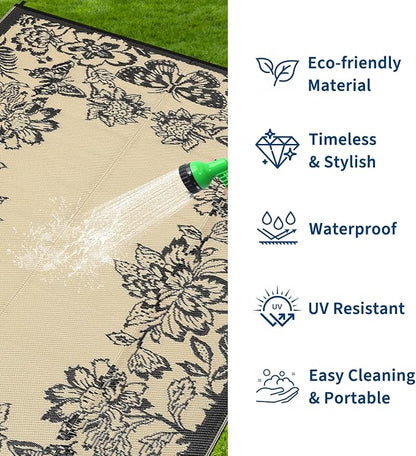 Garvee 5’x8’ Waterproof Patio Outdoor Rug, Outdoor Plastic Straw Rug - Image 2