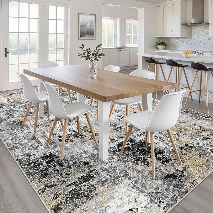 10x14 Area Rugs Living Room: Washable Large Abstract Neutral Modern Soft Rug - Image 4