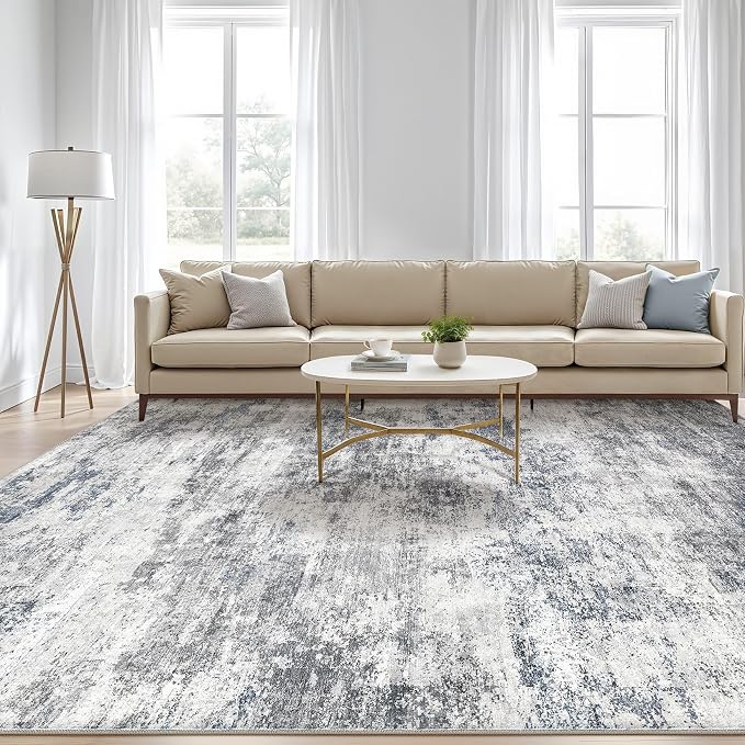 7x9 Area Rug Living Room: Washable Large Abstract Neutral Modern Soft Rugs - Image 5