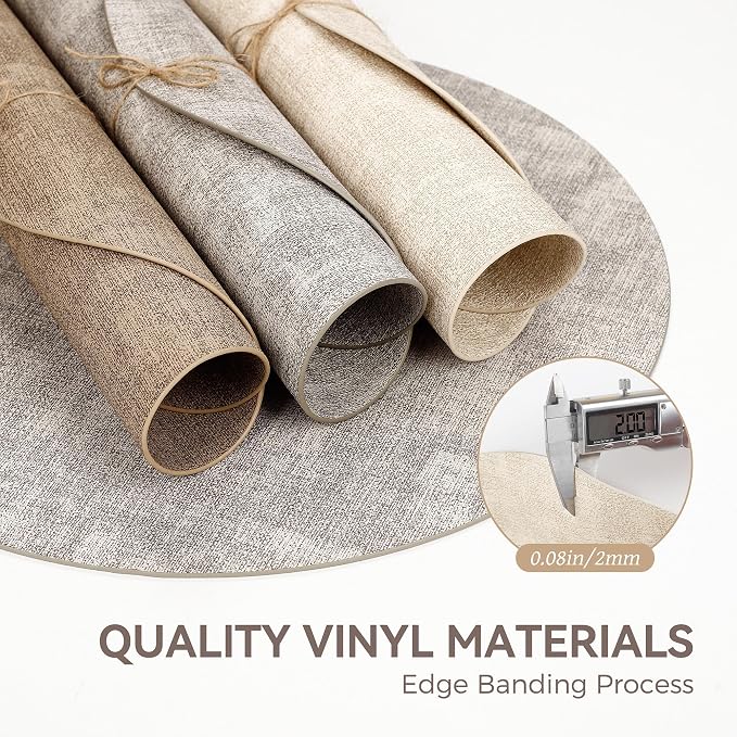 13" Round Placemats Set of 8, Reversible Faux Leather Heat Resistant Table Mats - Image 5