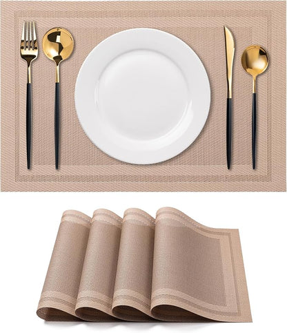 Placemats Set of 4 Washable Indoor | Outdoor Vinyl Place Mats by CADONO