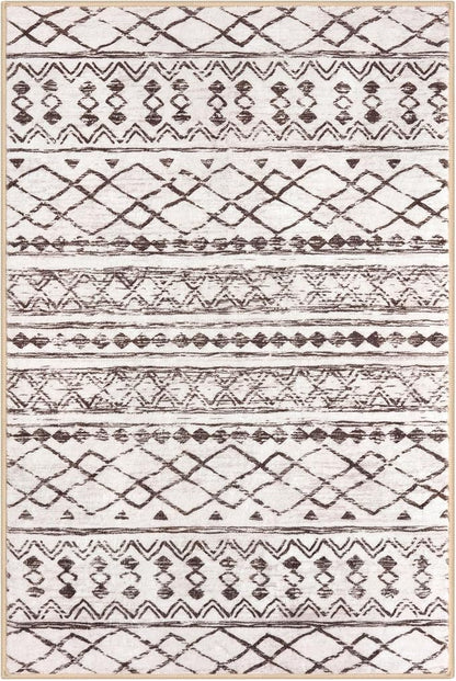 KUTA Moroccan Kitchen Rugs, 2x3 Brown Cream Entryway Rug Non-Slip Washable - Image 9