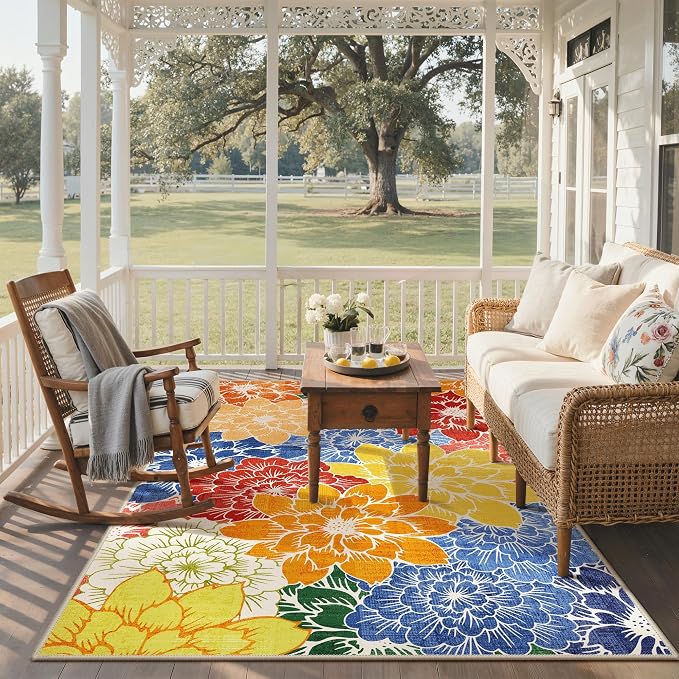 GENIMO Indoor Outdoor Area Rug 4'x6', Machine Washable Rugs - Image 7